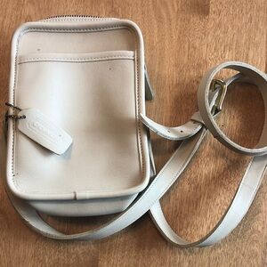 Coach Small Pebbled Leather Crossbody in Light Cream